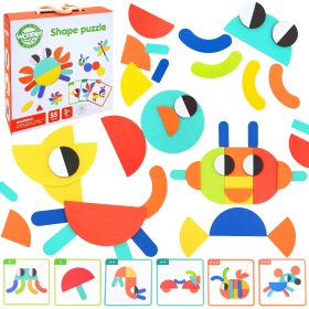 WOOPIE GREEN Wooden Montessori Puzzle 40 Patterns to Recreate 55 Pieces FSC Certified