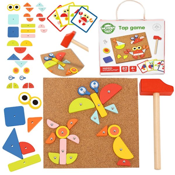 WOOPIE-GREEN-Wooden-Nailing-Hammer-Puzzle-20-Patterns-82-Pieces-FSC-Certified WOOPIE GREEN Wooden Nailing Hammer Puzzle 20 Patterns 82 Pieces FSC Certified