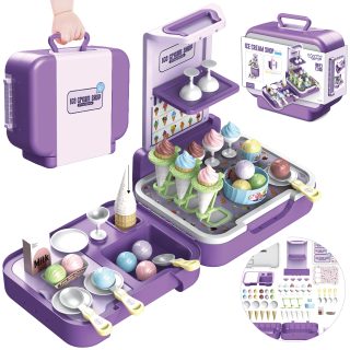 WOOPIE Ice Cream Case 3 in 1 Kitchen Shop Ice Cream Parlor Portable 62 pcs.