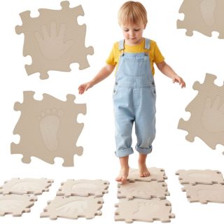 WOOPIE Sensory Mat Orthopedic Puzzle Hands and Feet 16 Pieces - Beige