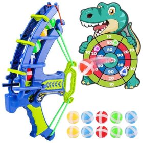 WOOPIE Velcro Darts Arcade Game 2in1 Set: Shield + Dino Bow Launcher