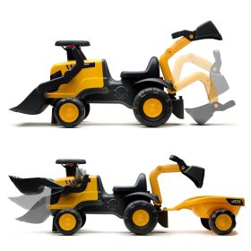 FALK-Ride-on-JCB-Tractor-with-Trailer-Rake-and-Shovel-Silent-Wheels-1-3-Years-2 Silent Wheels