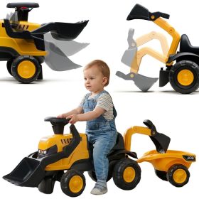 FALK-Ride-on-JCB-Tractor-with-Trailer-Rake-and-Shovel-Silent-Wheels-1-3-Years FALK Ride-on JCB Tractor with Trailer