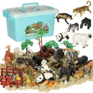 Gyvūnų figūrėlės gyvūnai zoologijos sodas safari ūkio reikmenys dėžė 59 el.