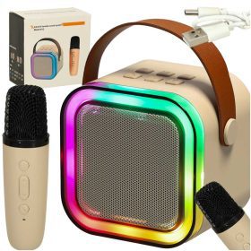 Karaokės rinkinys "Bluetooth" garsiakalbis mikrofonas USB LED smėlio spalvosŽaislai / elektroniniai žaislai Karaokės rinkinys "Bluetooth" garsiakalbis mikrofonas USB LED smėlio spalvos