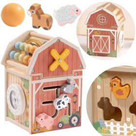 TOOKY TOY Wooden Barn Activity Sorter Montessori Abacus