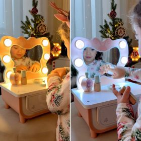 TOOKY-TOY-Wooden-Butterfly-Dressing-Table-Accessories-Mirror-with-LED-Lighting-Cosmetics-1