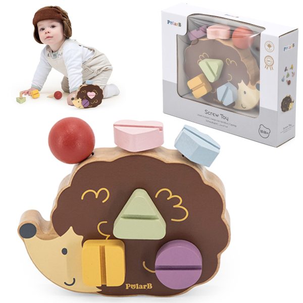 VIGA-PolarB-Wooden-Construction-Toy-Hedgehog-with-Montessori-Screws VIGA PolarB Wooden Construction Toy Hedgehog with Montessori Screws