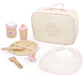 VIGA PolarB Wooden Doll Feeding Bag Set - with Bottle and Bib