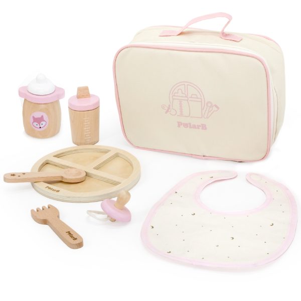 VIGA PolarB Wooden Doll Feeding Bag Set - with Bottle and Bib