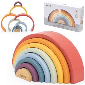 VIGA-PolarB-Wooden-Rainbow-Puzzle-Creative-Montessori-Blocks VIGA PolarB Wooden Rainbow Puzzle Creative Montessori Blocks