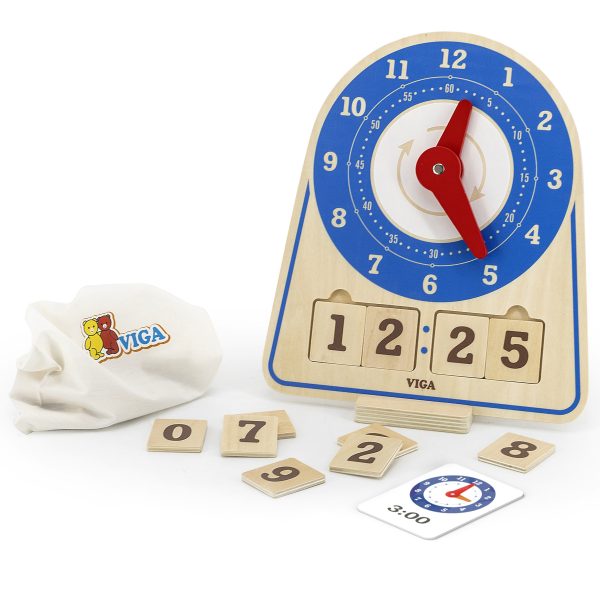 VIGA-Wooden-Clock-Learning-Time-Clock-Montessori VIGA Wooden Clock Learning Time Clock Montessori