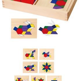 VIGA Wooden Geometric Mosaic Dienes Blocks Montessori Logical Puzzle 148 pieces