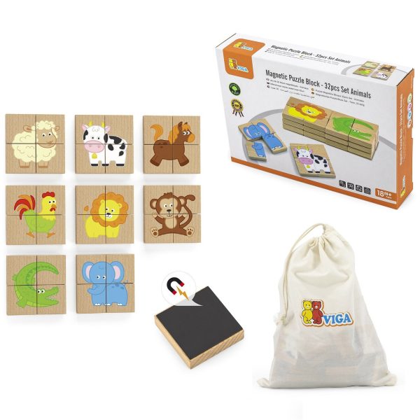 VIGA-Wooden-Magnetic-Puzzle-Animals-Jigsaw-Puzzle-FSC-Certified VIGA Wooden Magnetic Puzzle Animals Jigsaw Puzzle FSC Certified
