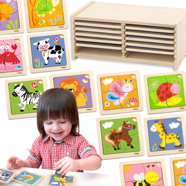 VIGA Wooden Puzzle 12 boards