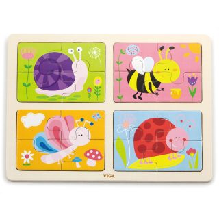 VIGA Wooden Puzzle Insects 4 in 1