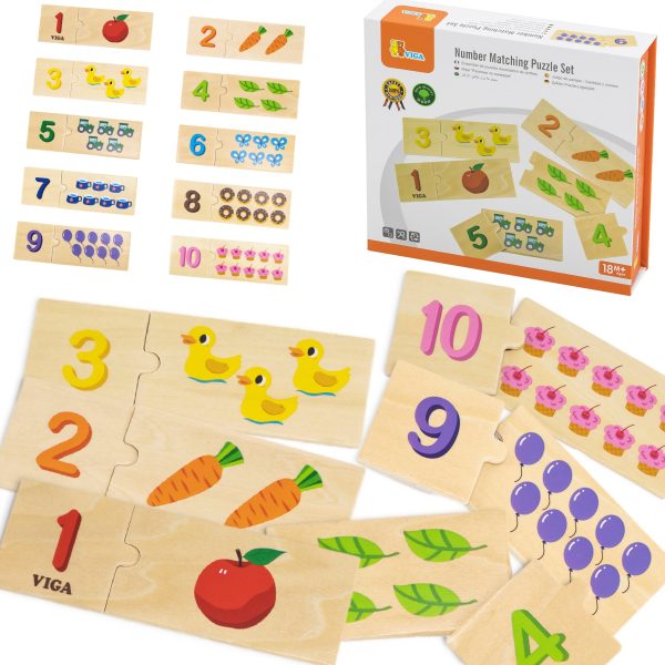 VIGA-Wooden-Puzzle-Set-Match-Numbers-Montessori-Puzzle VIGA Wooden Puzzle Set Match Numbers Montessori Puzzle