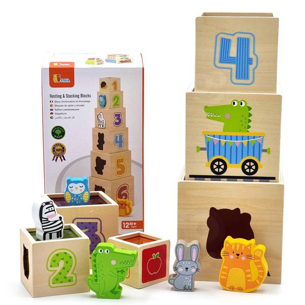 VIGA-Wooden-Pyramid-Puzzle-Blocks-Sorter-Montessori VIGA Wooden Pyramid Puzzle Blocks Sorter Montessori