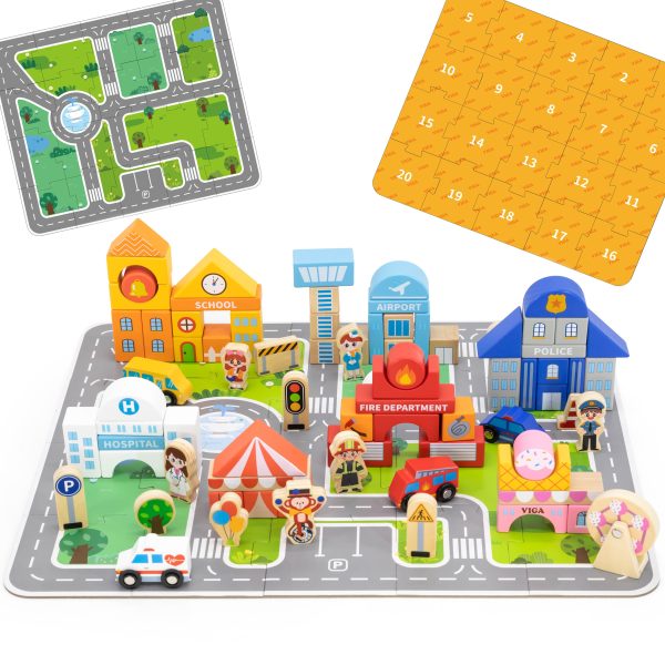 VIGA-Wooden-Set-Building-a-City-Blocks-Board-Figures VIGA Wooden Set Building a City Blocks Board Figures