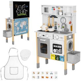 WOOPIE GREEN 9-in-1 Wooden Interactive Kitchen with Washing Machine and Whiteboard