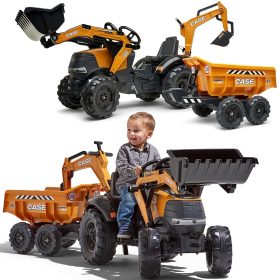 FALK-Case-IH-Backhoe-Tractor-Orange-with-Trailer-Movable-Bucket-for-3-7-Years FALK Case IH Backhoe Tractor Orange with Trailer