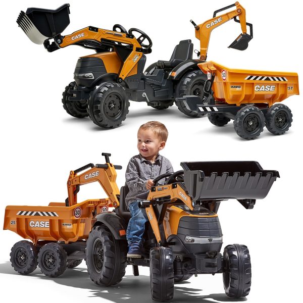 FALK-Case-IH-Backhoe-Tractor-Orange-with-Trailer-Movable-Bucket-for-3-7-Years FALK Case IH Backhoe Tractor Orange with Trailer
