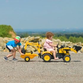 FALK-Komatsu-Pedal-Tractor-with-Excavator-Bucket-and-Trailer-2-5-years-2