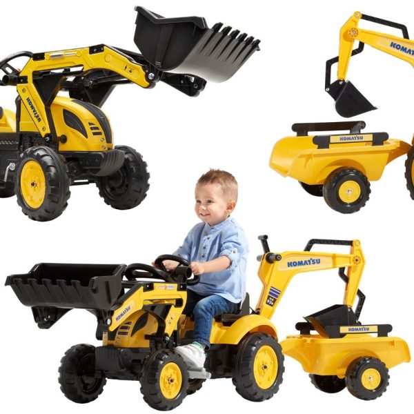 FALK-Komatsu-Pedal-Tractor-with-Excavator-Bucket-and-Trailer-2-5-years FALK Komatsu Pedal Tractor with Excavator Bucket and Trailer 2-5 years