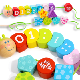 TOOKY-TOY-Wooden-Threading-Blocks-Caterpillar-Learning-Counting-20-pcs TOOKY TOY Wooden Threading Blocks Caterpillar Learning Counting 20 pcs.