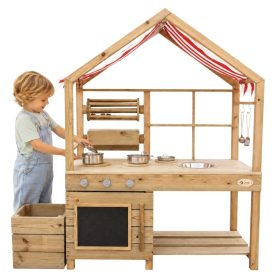 CLASSIC WORLD EDU Large Wooden Kitchen with Roof + Accessories