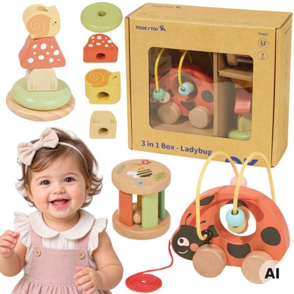 TOOKY-TOY-Ladybug-3-in-1-Developmental-Play-Set TOOKY TOY Ladybug 3-in-1 Developmental Play Set