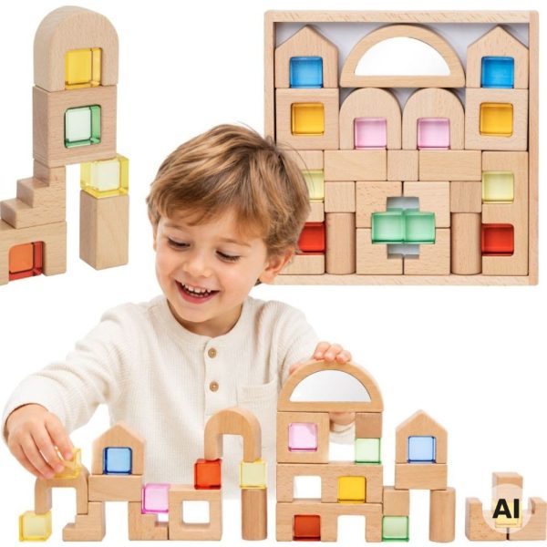 VIGA-Wooden-Construction-Blocks-with-Colored-Windows-32-pcs VIGA Wooden Construction Blocks with Colored Windows 32 pcs.