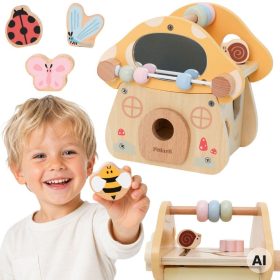 VIGA-Wooden-Mushroom-Activity-Sorter-Maze-Mirror-18M VIGA Wooden Mushroom Activity Sorter Maze Mirror 18M+