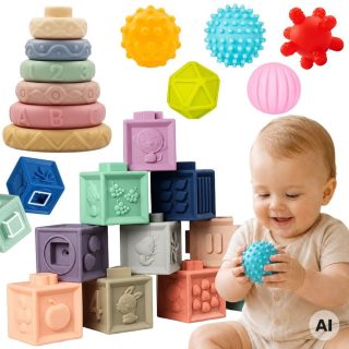 WOOPIE BABY Soft Sensory Blocks Teethers 23 pcs.