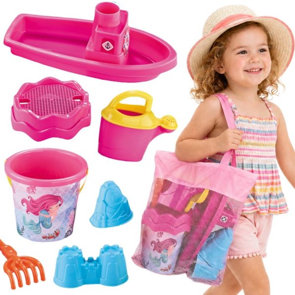 WOOPIE-Sandbox-Set-with-Boat-and-Bag-Accessories-9-pcs-Pink-Beach WOOPIE Sandbox Set with Boat and Bag Accessories 9 pcs Pink Beach