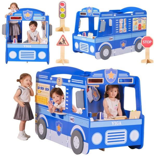 VIGA-Large-Wooden-Police-Car-Educational-Set-for-Children-Police VIGA Large Wooden Police Car Educational Set for Children Police