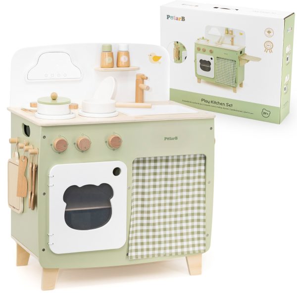 VIGA-PolarB-Large-Wooden-Kitchen-with-Folding-Countertop-Curtain-Cabinet VIGA PolarB Large Wooden Kitchen with Folding Countertop + Curtain Cabinet