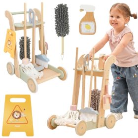 VIGA-Wooden-Cleaning-Trolley-with-Accessories-11-pcs VIGA Wooden Cleaning Trolley with Accessories 11 pcs.