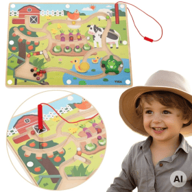 VIGA-Wooden-Magnetic-Maze-–-A-Day-at-the-Farm VIGA Wooden Magnetic Maze – A Day at the Farm