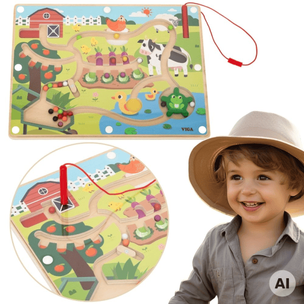 VIGA-Wooden-Magnetic-Maze-–-A-Day-at-the-Farm VIGA Wooden Magnetic Maze – A Day at the Farm