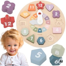 Viga-Wooden-Shape-Sorter-Clock-Educational-18m Viga Wooden Shape Sorter Clock Educational 18m+